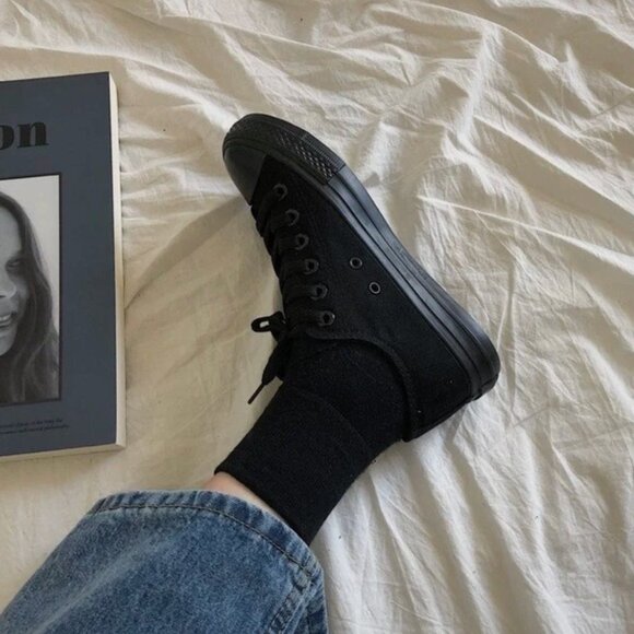 Uniqlo Women's Canvas Slip-On Shoes - Converse Style - Black - Size 36 - Picture 8 of 10